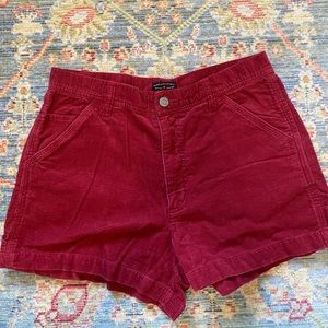 red corduroy shorts